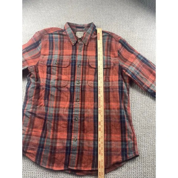 LL Bean Men's Large 1912 Field Flannel Shirt Slightly Fitted Untucked Fit Plaid - Picture 5 of 8